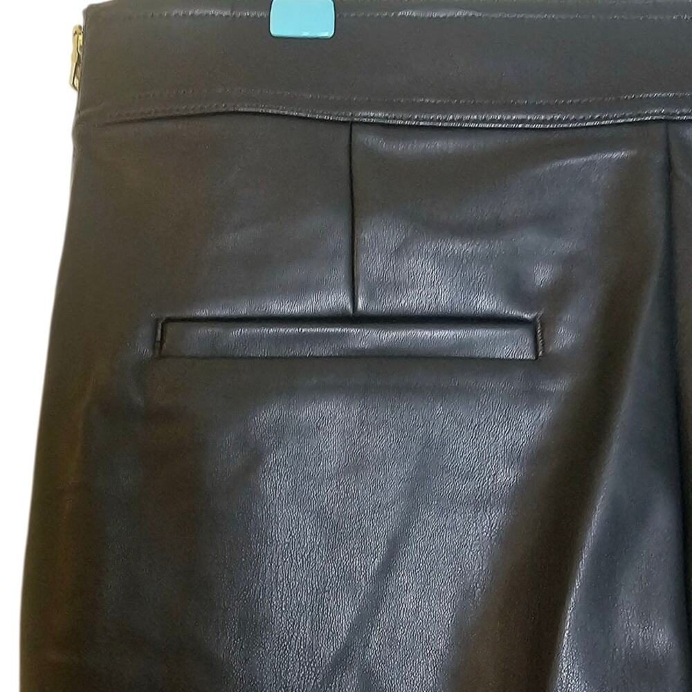 Loft NWT Chocolate Brown Tall Faux Leather Preppy Dark Academia Flare Leg Pants - Picture 4 of 6